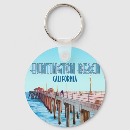 Huntington Beach Pier California Vintage Keychain