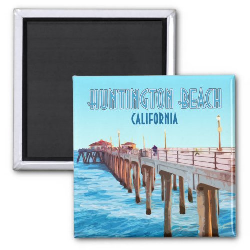 Huntington Beach Pier California Vintage Magnet
