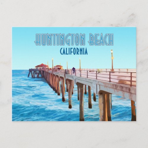 Huntington Beach Pier California Vintage Postcard