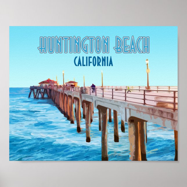 Huntington Beach Pier California Vintage Poster (Front)