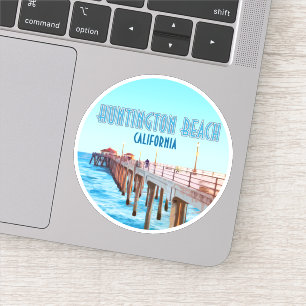 Huntington Beach Pier California Vintage Sticker