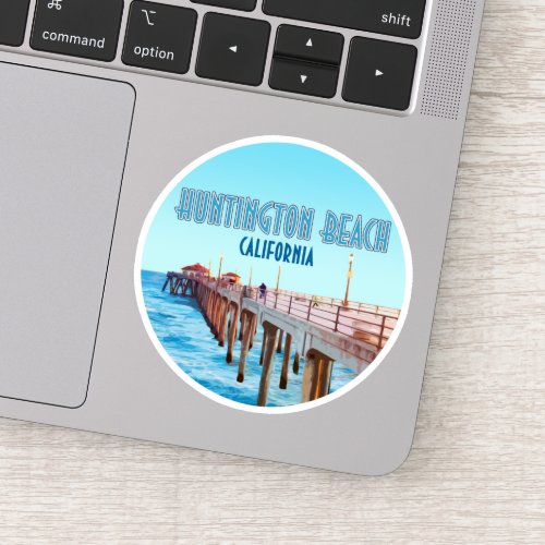 Huntington Beach Pier California Vintage Sticker