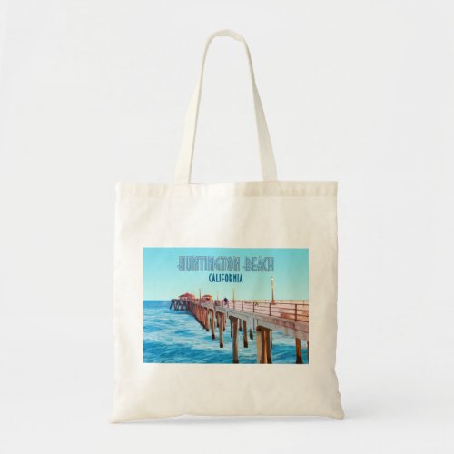 Huntington Beach Pier California Vintage Tote Bag