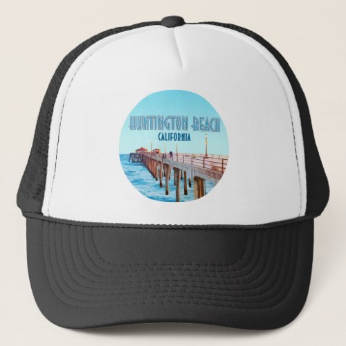 Huntington Beach Pier California Vintage Trucker Hat