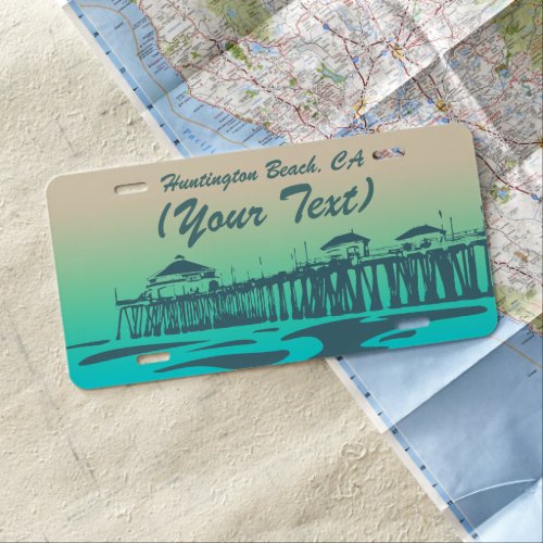 Huntington Beach Pier HB California License Plate