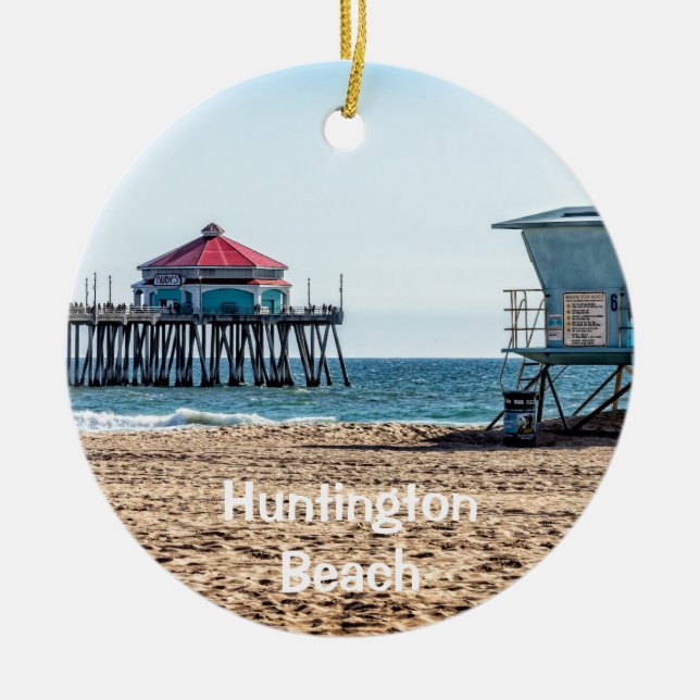 Huntington Beach Pier Holiday Ornament (Front)