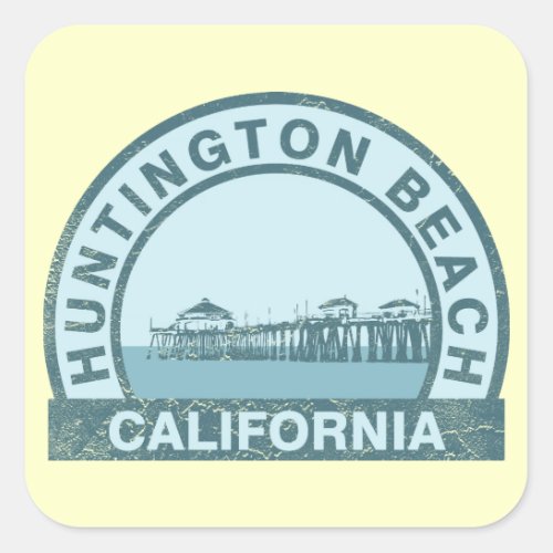 Huntington Beach Pier Square Sticker
