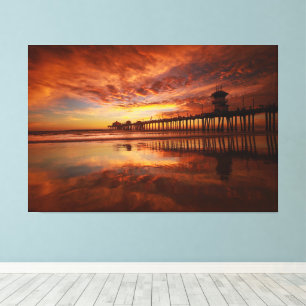 Huntington Beach Pier Sunset - John Minar Canvas Print