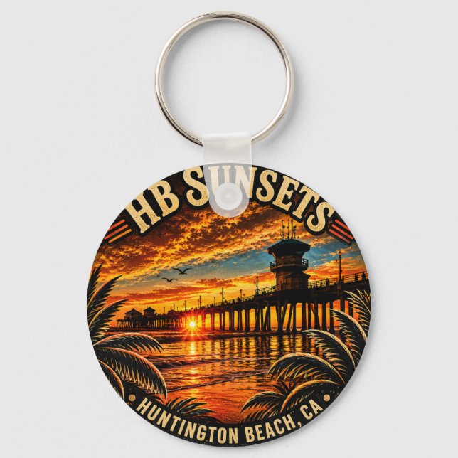 Huntington Beach Pier Sunset Keychain - John Minar (Back)