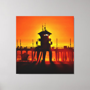 Huntington Beach Pier Sunset - Tower Zero (Canvas) Canvas Print