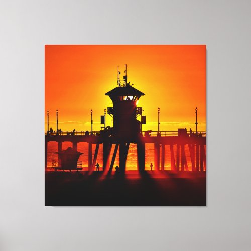 Huntington Beach Pier Sunset - Tower Zero (Canvas) Canvas Print