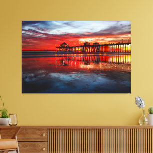 Huntington Beach Pier Sunsets (Canvas 60" - 40") Canvas Print