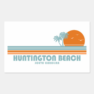 Huntington Beach South Carolina Sun Palm Trees Rectangular Sticker