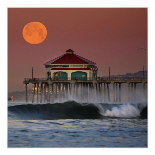 Huntington Beach Super Moonset 2_19_19 Poster