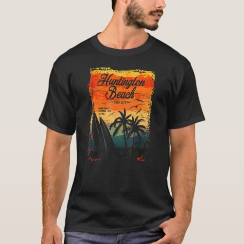 Huntington Beach Surf City California Vintage Dist T_Shirt