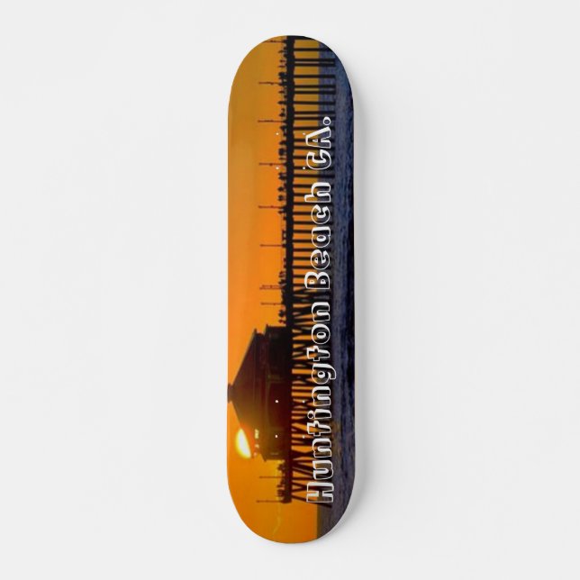 Huntington Beach Surf City Skating!. - Customized Skateboard Deck (Front)