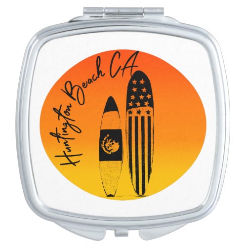 Huntington Beach Surfboards and Sunsets Compact Mirror