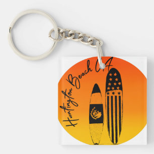 Huntington Beach Surfboards and Sunsets Keychain