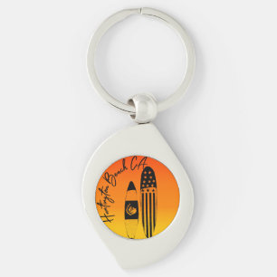 Huntington Beach Surfboards and Sunsets Keychain