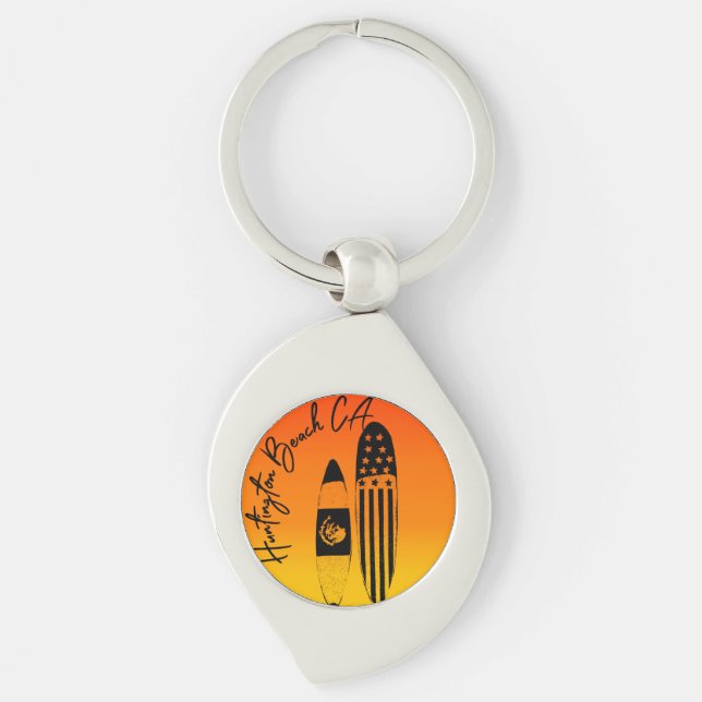 Huntington Beach Surfboards and Sunsets Keychain (Front)