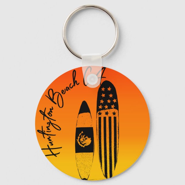 Huntington Beach Surfboards and Sunsets Keychain (Front)