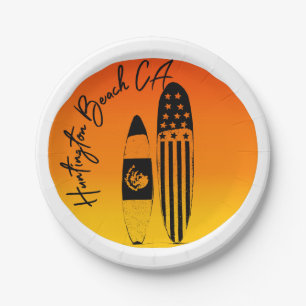 Huntington Beach Surfboards and Sunsets Paper Plates