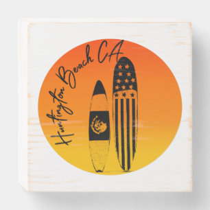 Huntington Beach Surfboards and Sunsets Wooden Box Sign