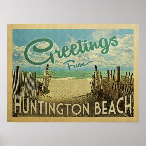 Huntington Beach Vintage Travel Poster