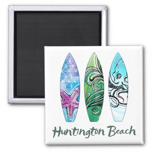 Huntington Beach Watercolor Surfboards  Magnet