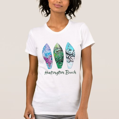 Huntington Beach Watercolor Surfboards  T_Shirt