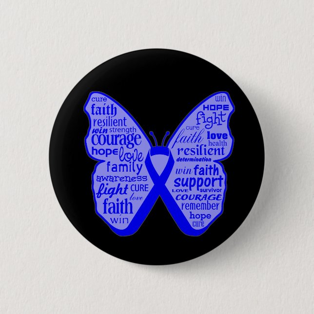 Huntington Disease Butterfly Ribbon Pinback Button (Front)