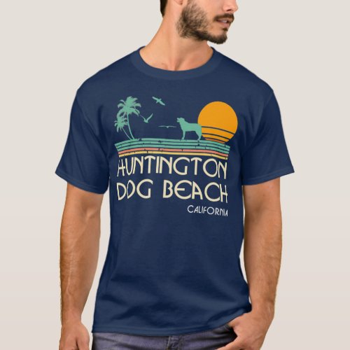 Huntington Dog Beach California Retro Vintage T_Shirt