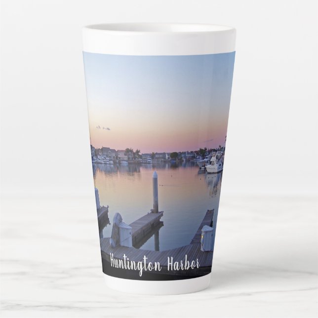 Huntington Harbor Sunset Latte Mug (Front)