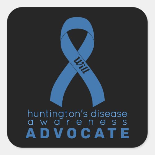 Huntingtons Disease Advocate Black Square Sticker