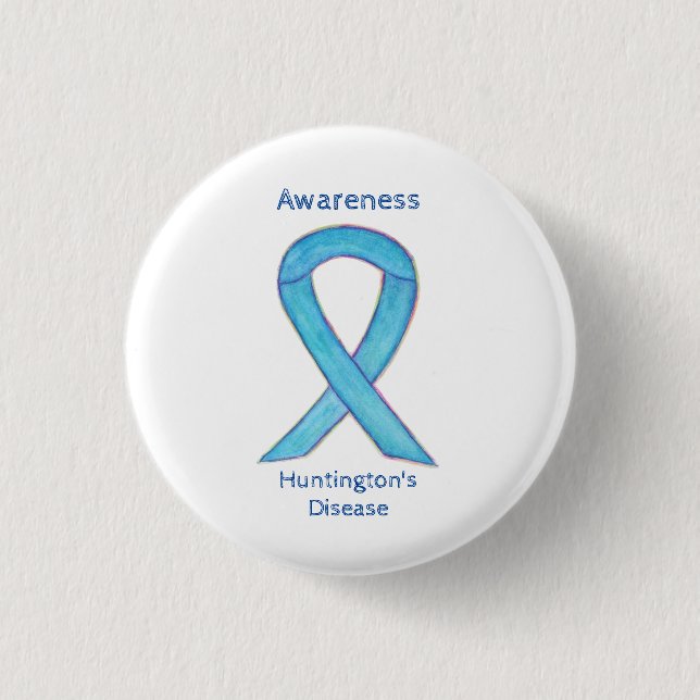Huntington's Disease Awareness Ribbon Custom Pin (Front)