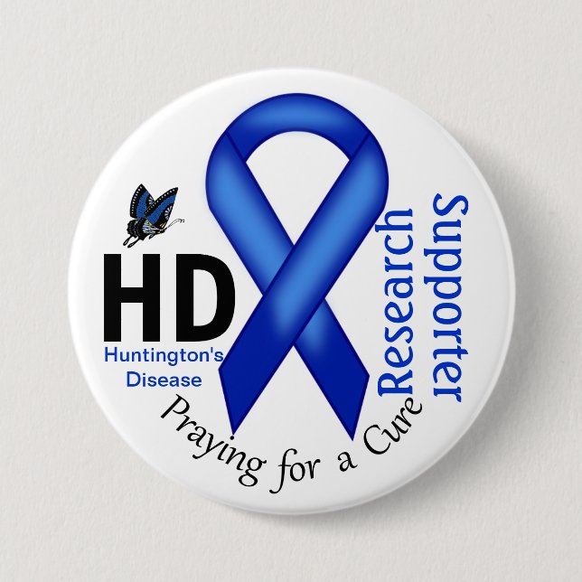 Huntington's Disease HD Awareness Research Support Button (Front)