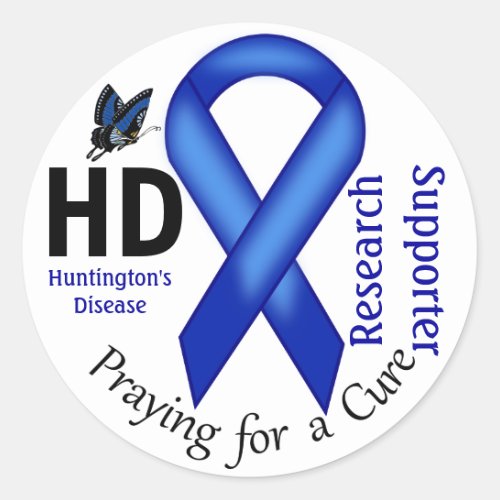 Huntingtons Disease HD Awareness Research Support Classic Round Sticker