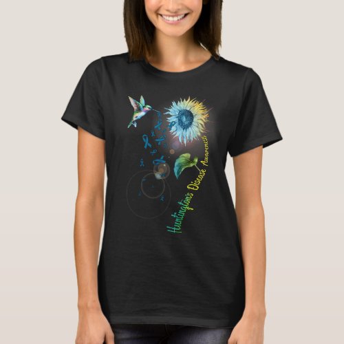 Huntingtons Disease Sunflower Hummingbird T_Shirt