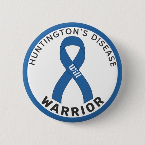 Huntingtons Disease Warrior Ribbon White Button