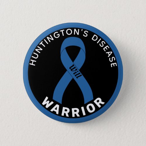 Huntingtons Disease Warrior Ribbon White Button