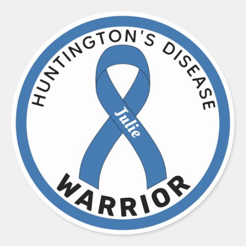 Huntingtons Disease Warrior Ribbon White Classic Round Sticker