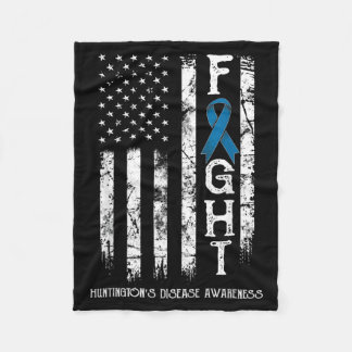 Huntingtons Disease Warrior Us Flag Fleece Blanket