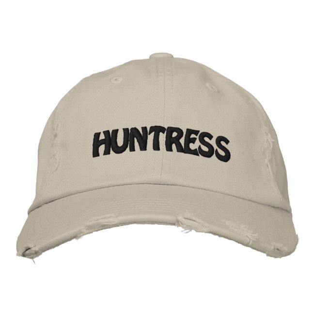 HUNTRESS EMBROIDERED BASEBALL HAT (Front)
