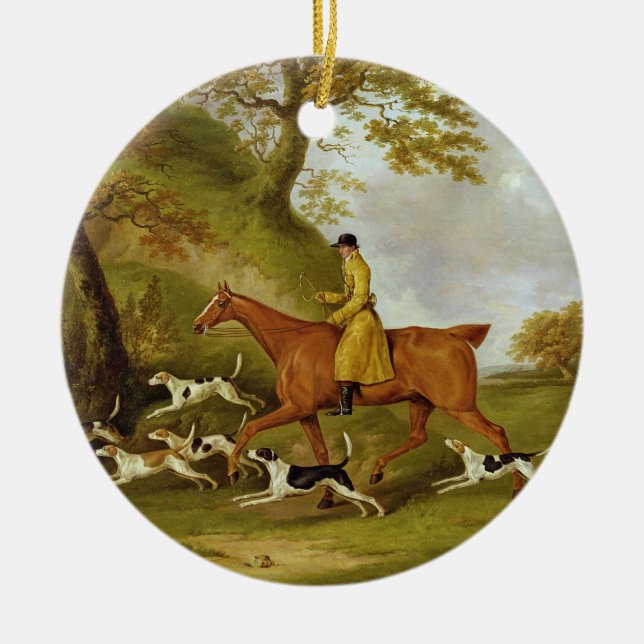 Huntsman and Hounds, 1809 (oil on canvas) Ceramic Ornament (Front)