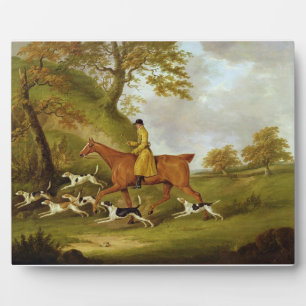 Huntsman and Hounds, 1809 (oil on canvas) Plaque