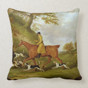 Huntsman and Hounds, 1809 (oil on canvas) Throw Pillow