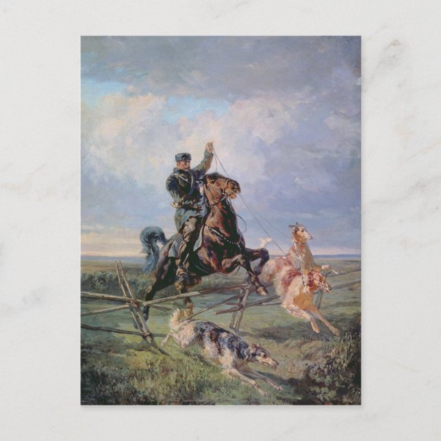 Huntsman with the Borzois, 1872 Postcard (Front)