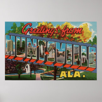 Huntsville, Alabama - Large Letter Scenes Poster