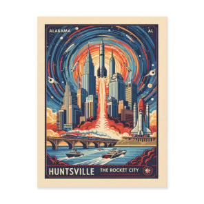 Huntsville Alabama Rocket City Futuristic Space Postcard