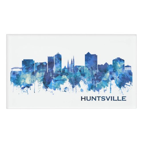 Huntsville Alabama Skyline Blue Name Tag